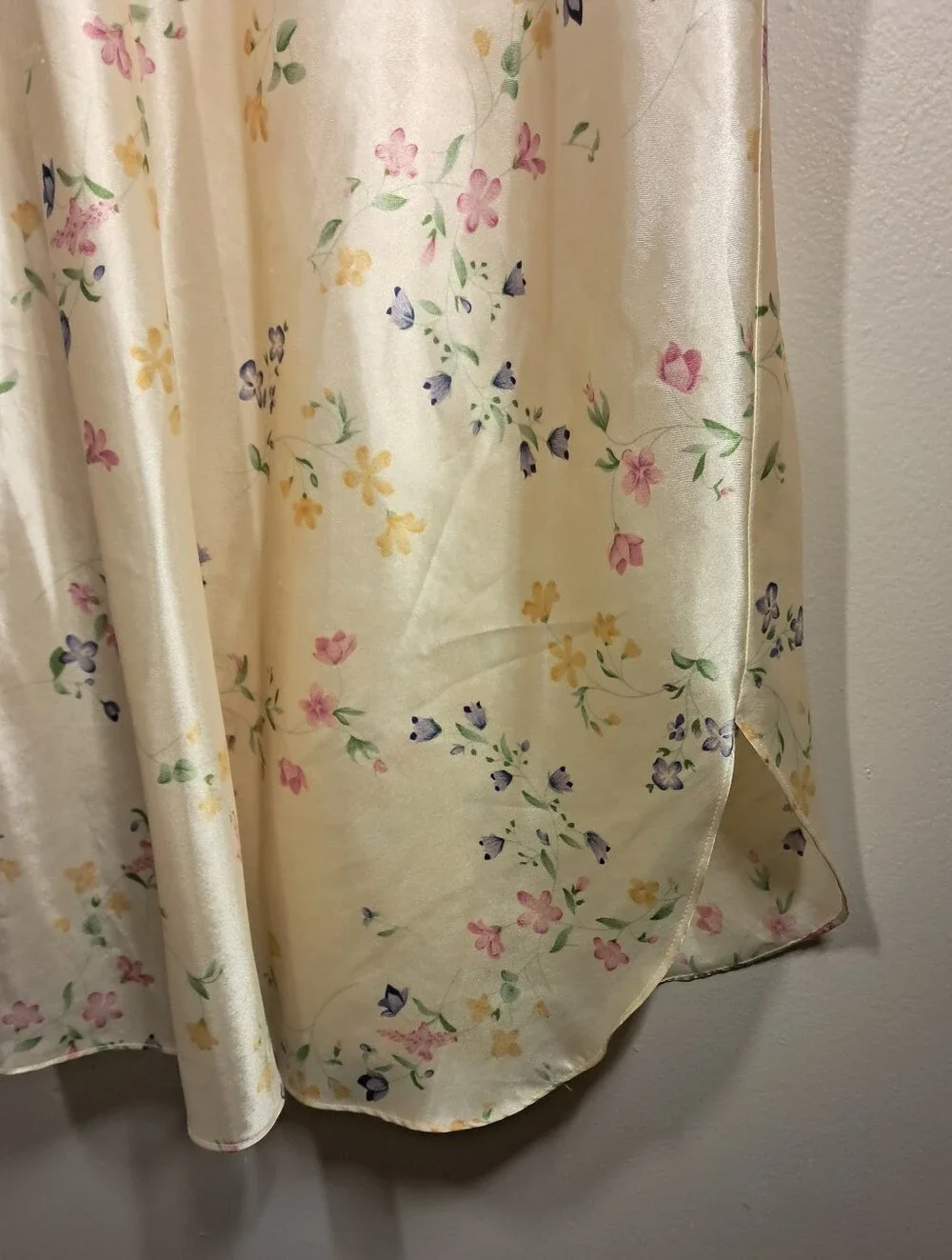 Cacique Butter Yellow Silk-Feel Floral Slip Dress